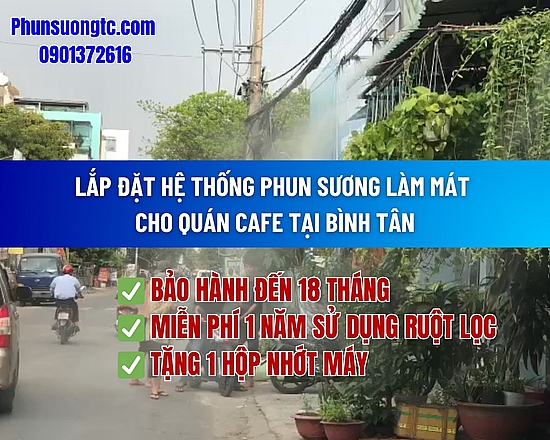 Lắp hệ thống phun sương quán cafe tại Bình Tân