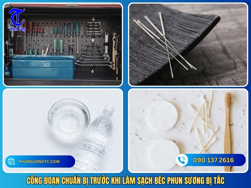 cong doan chuan bi truoc khi lam sach bec phun suong bi tac