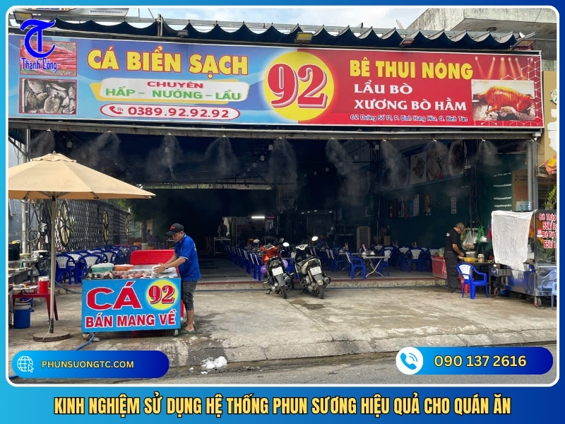 Kinh nghiem su dung he thong phun suong hieu qua cho quan an