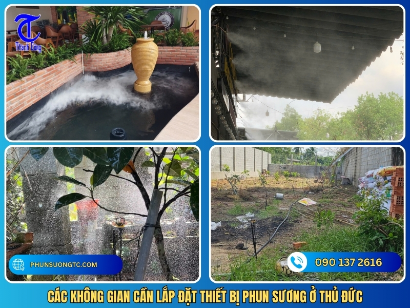 cac khong gian can lap dat thiet bi phun suong o thu duc