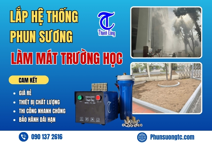 lap he thong phun suong lam mat truong hoc